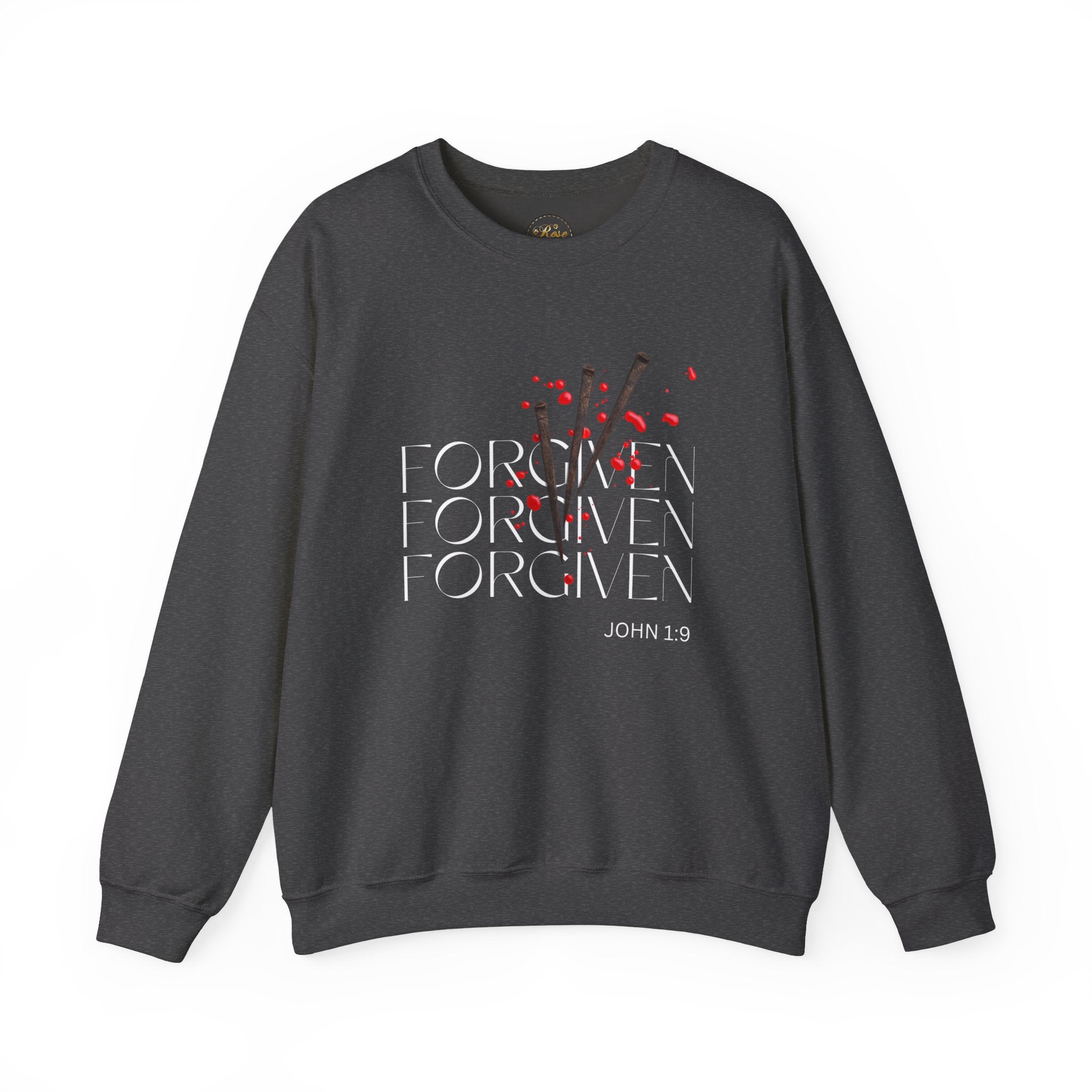 Forgiven Unisex Heavy Blend™ Crewneck Sweatshirt - Rose Indigo Designs LLC