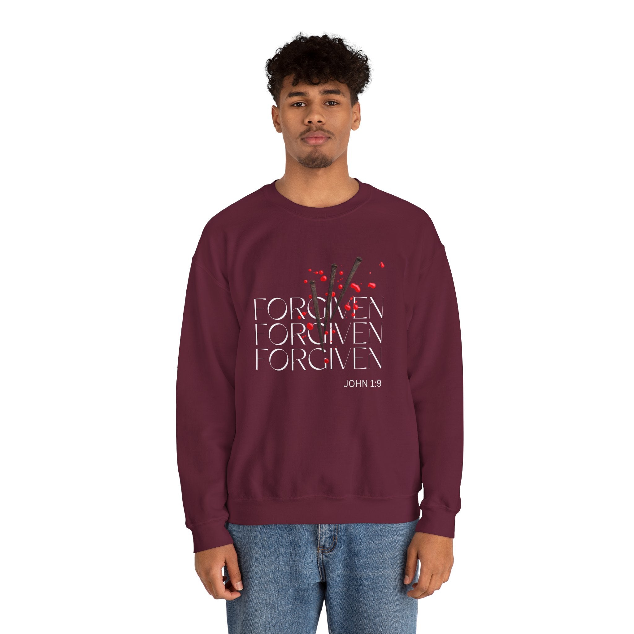 Forgiven Unisex Heavy Blend™ Crewneck Sweatshirt - Rose Indigo Designs LLC
