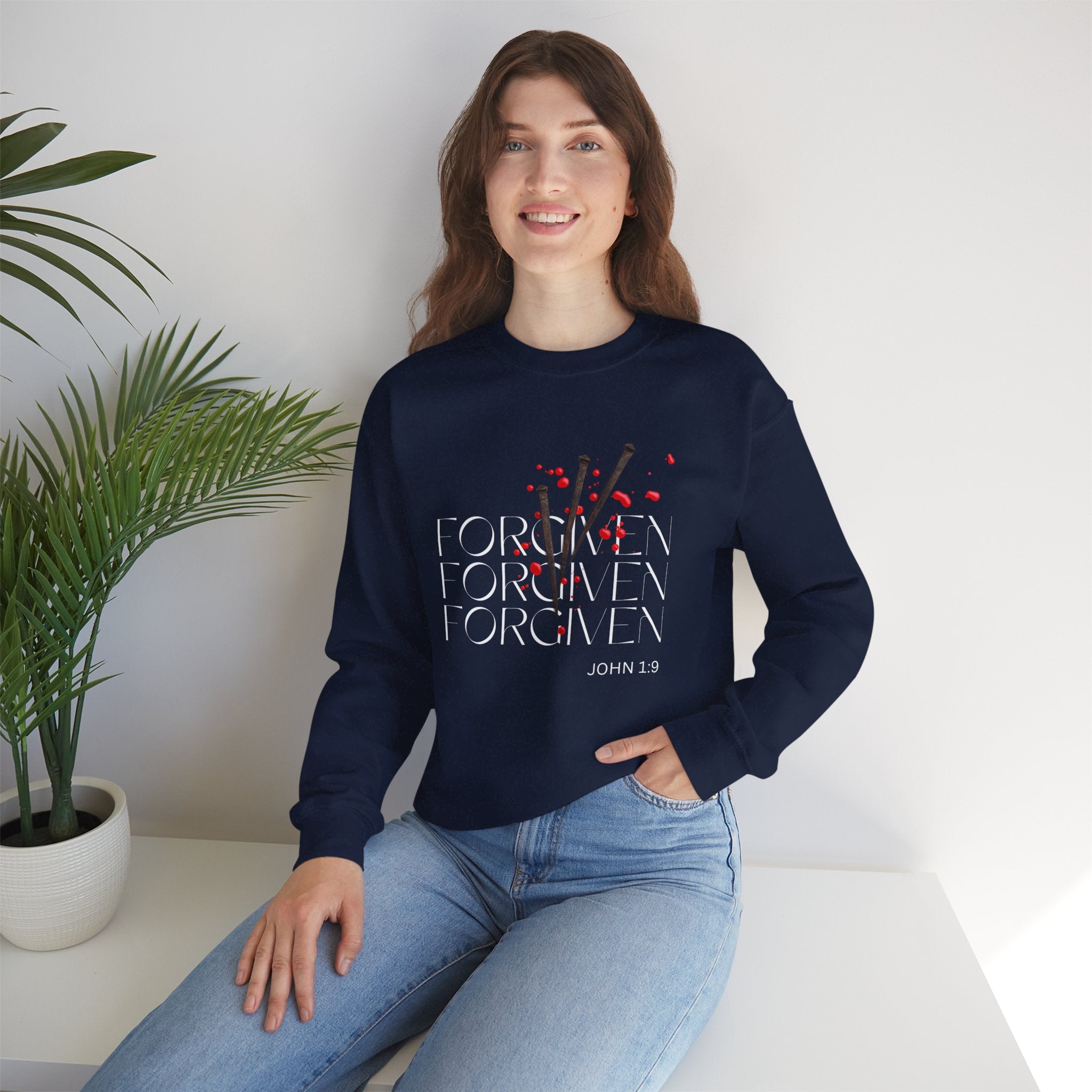 Forgiven Unisex Heavy Blend™ Crewneck Sweatshirt - Rose Indigo Designs LLC