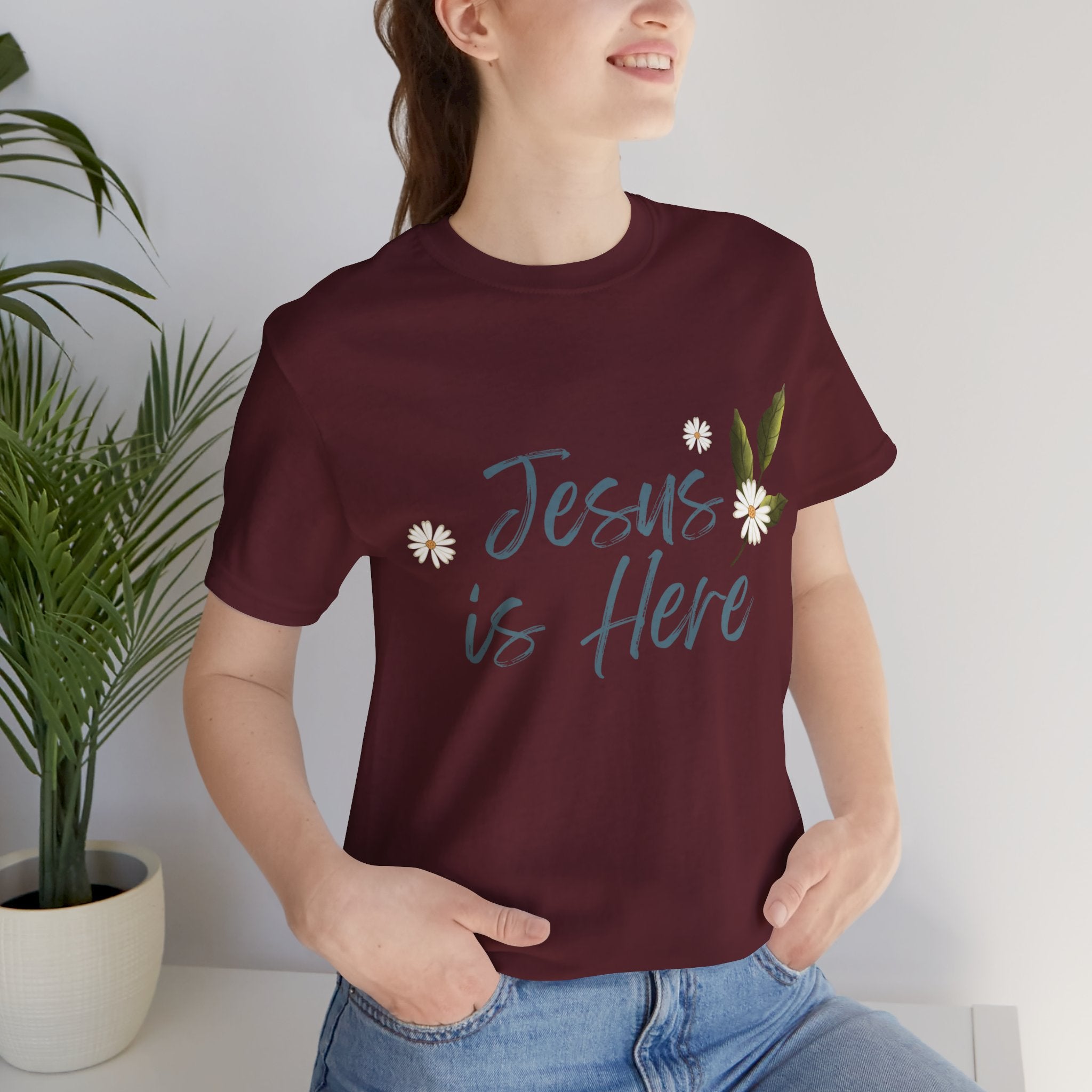 Jesus is Here Unisex Jersey Short Sleeve Tee